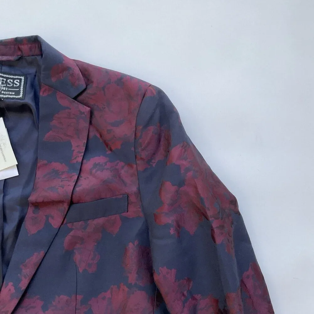 Guess Men’s Jacquard Floral Blazer Allover Floral Printed Size S